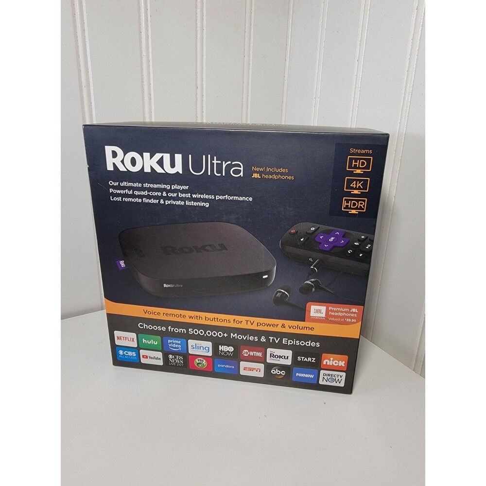 Roku Ultra 4K UHD Streaming Media Player with Voice Remote, Guide and Headphones